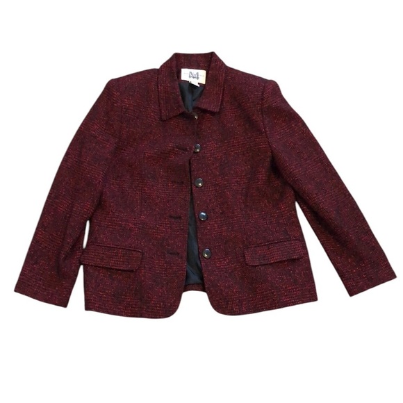 Mark Alexander Studio Womens Blazer Jacket Sz 14 Red Wool Blend Holiday Classic - Picture 1 of 7